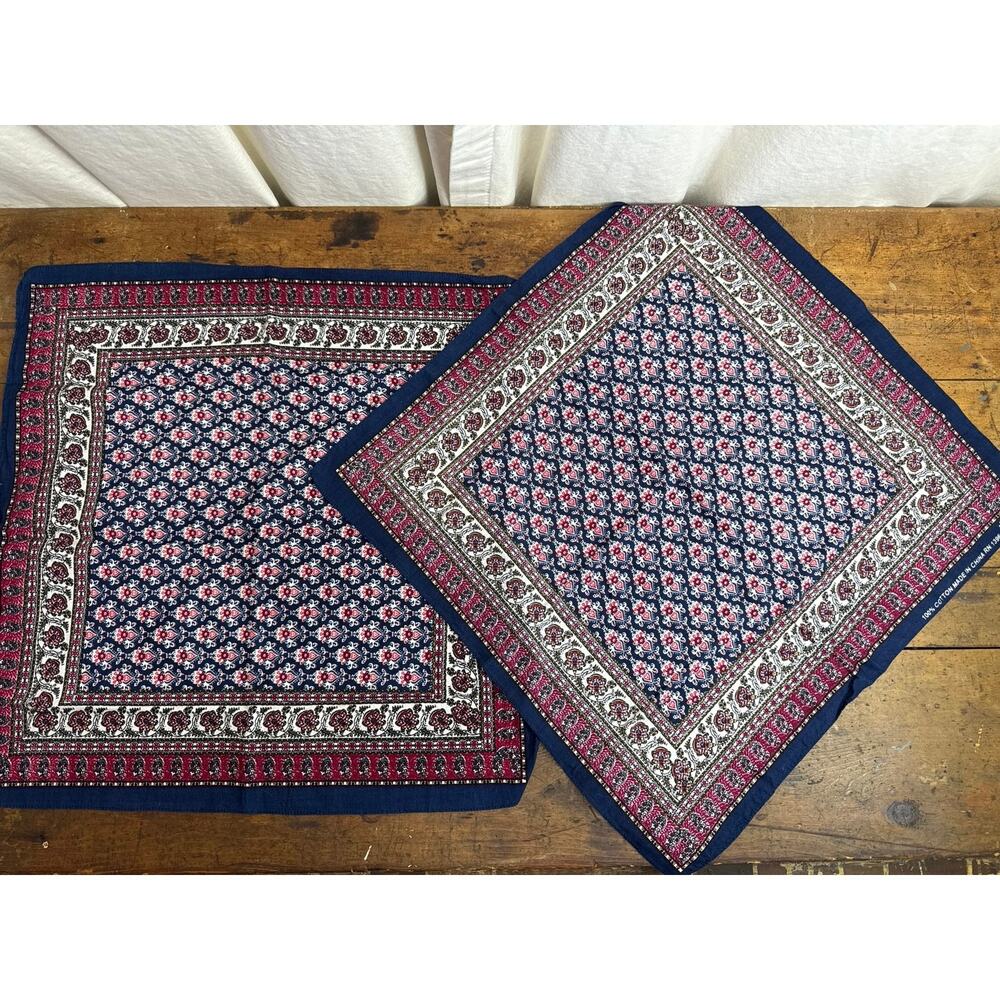 Elephant Brand Bohemian Bandana Handkerchief Maroon Navy & White 100% Cotton